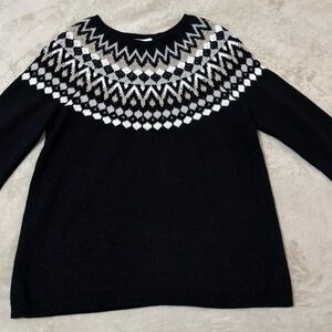 J. JILL Fair Isle Nordic Crewneck Metallic
Thread Sparkle Beaded Sweater